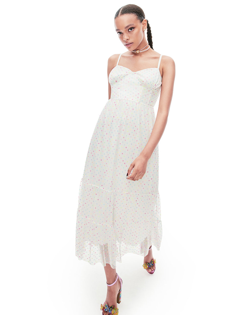 GARDEN VIBES CORSET MIDI DRESS WHITE MULTI | RE:LUV - Image 2