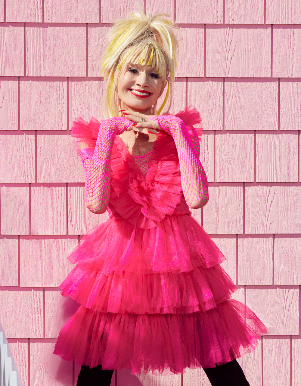BETSEYS TIERED TULLE DRESS HOT PINK | RE:LUV - Image 3