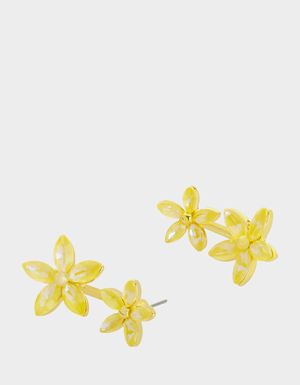 GARDEN GLAM DOUBLE FLOWER BARBELL EARRINGS YELLOW - Image 2