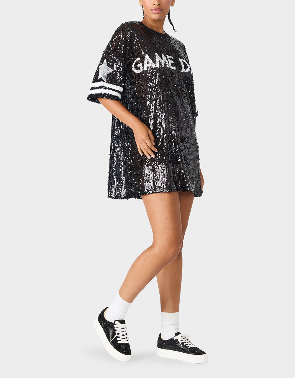 GAME DAY JERSEY SEQUIN DRESS BLACK - Image 2