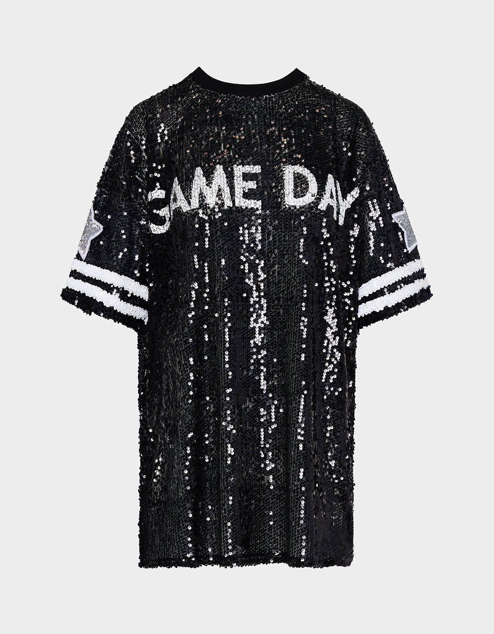 GAME DAY JERSEY SEQUIN DRESS BLACK - Image 8