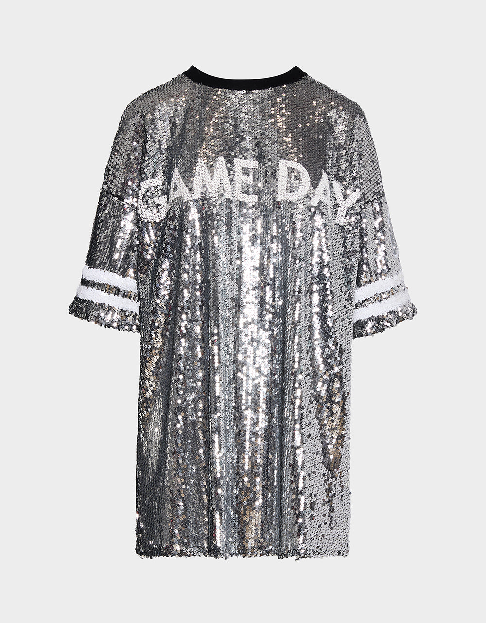 GAME DAY JERSEY SEQUIN DRESS SILVER - Image 6