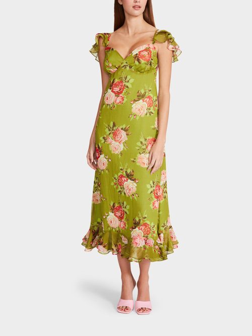 BOUQUET BOUNTY MIDI DRESS GREEN | RE:LUV