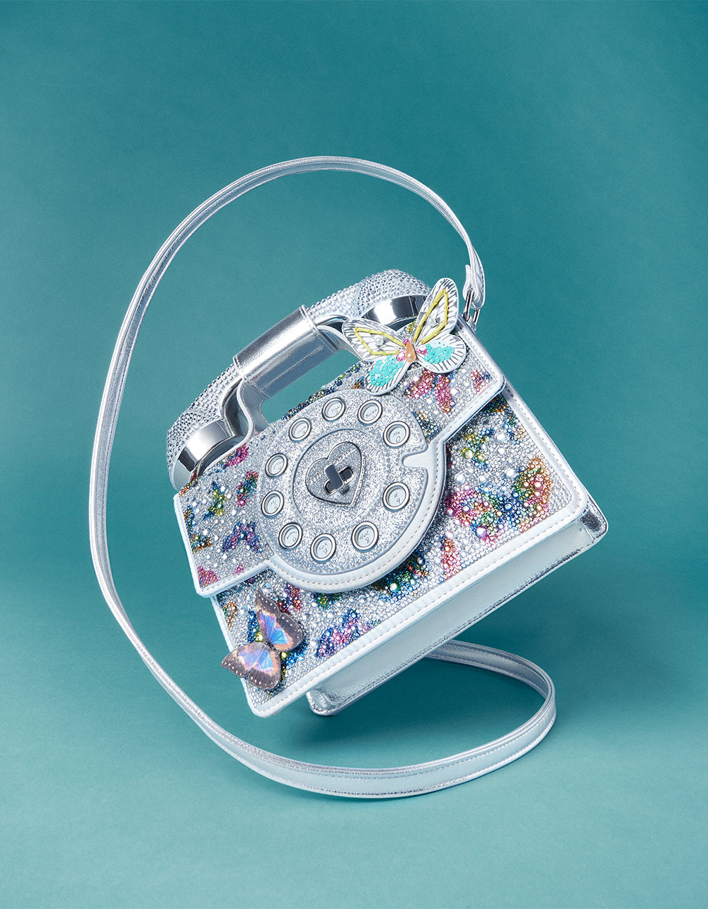 KITSCH BUTTERFLY PHONE BAG SILVER/MULTI - Image 8